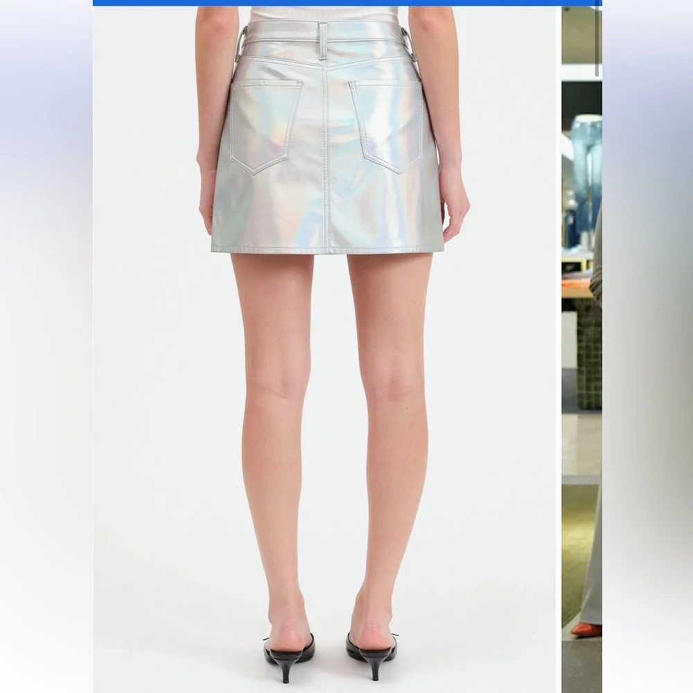 DAZE Stash Metallic Faux Leather Miniskirt‎ silver sizes 30 & 31 NWT